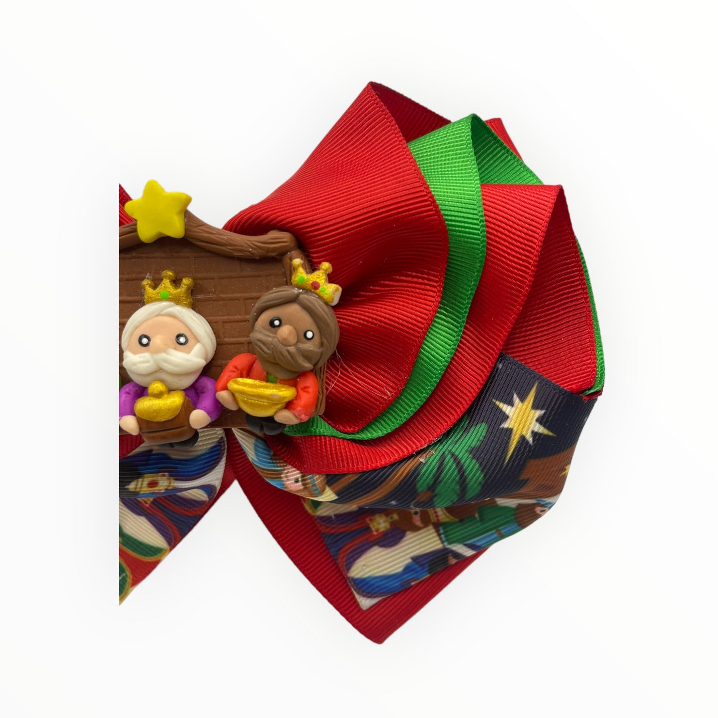 Christmas hair bow with lights  Bow of three kings   Christmas hair bow