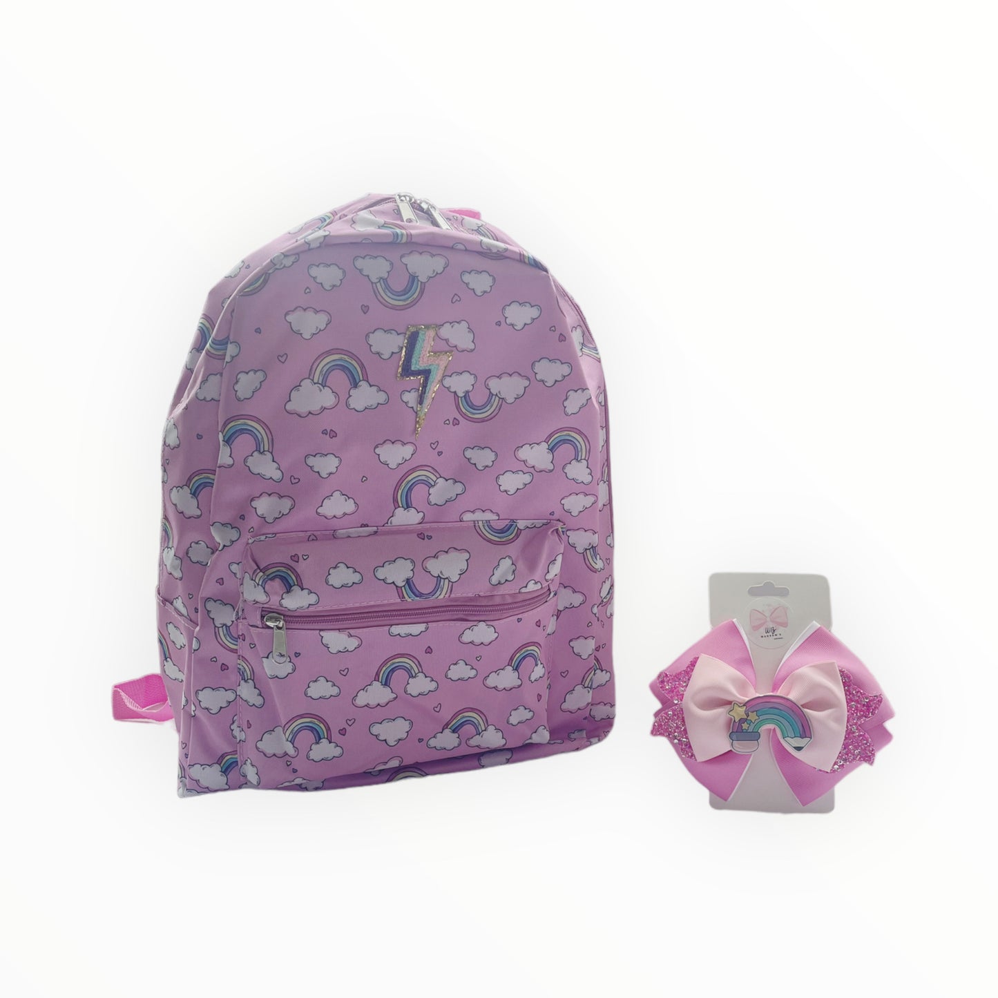 BACKPACK AND BOW BUNDLE.  RAINBOW