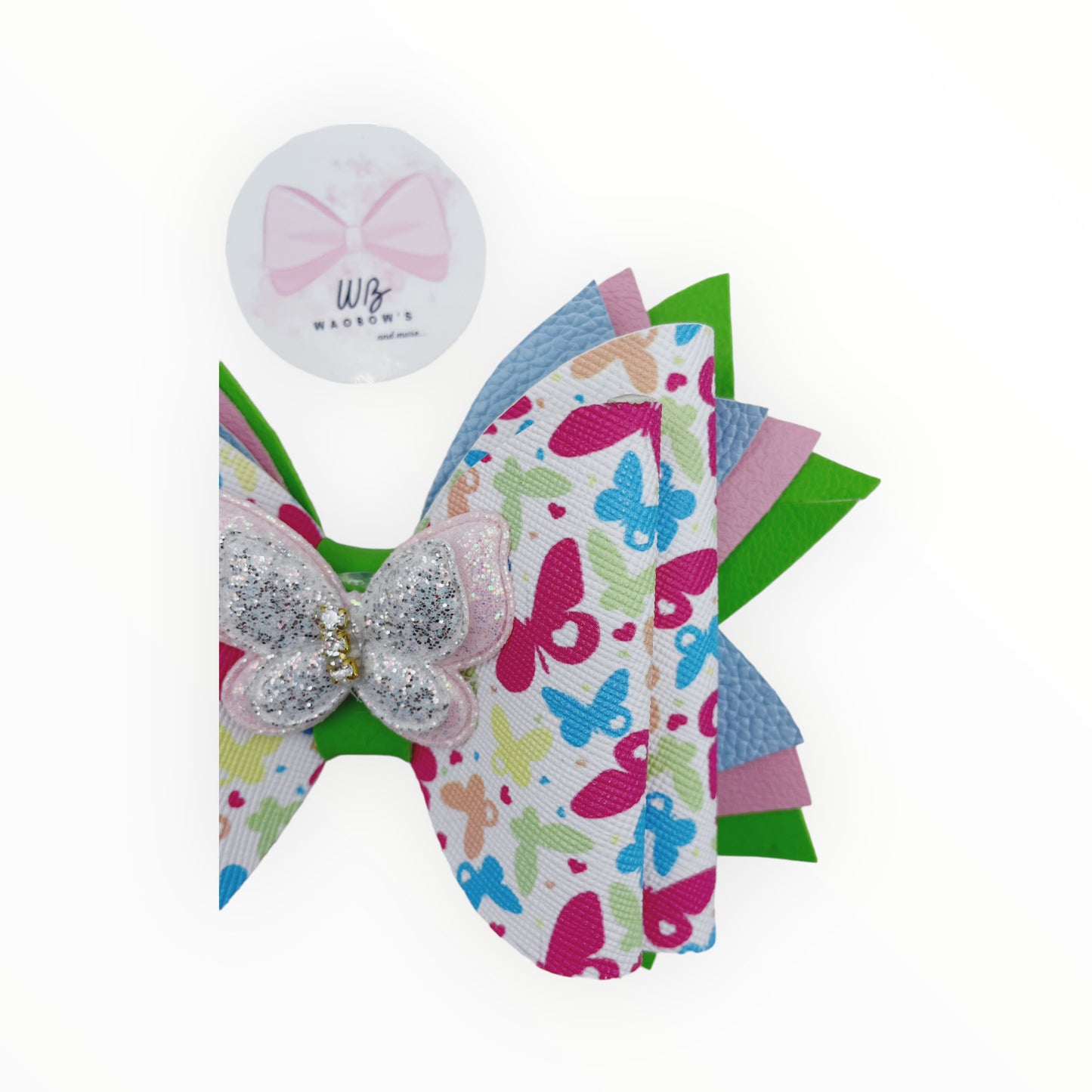 Butterfly vinyl hair bow  Girl hair bow  Vinyl bows for Infants Toddlers Teens
