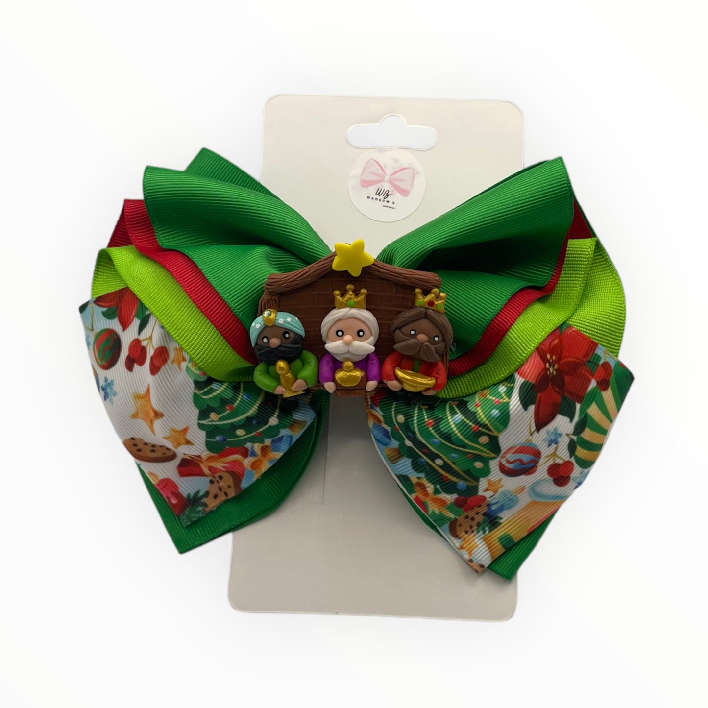 Christmas hair bow with lights  Bow of three kings   Christmas hair bow