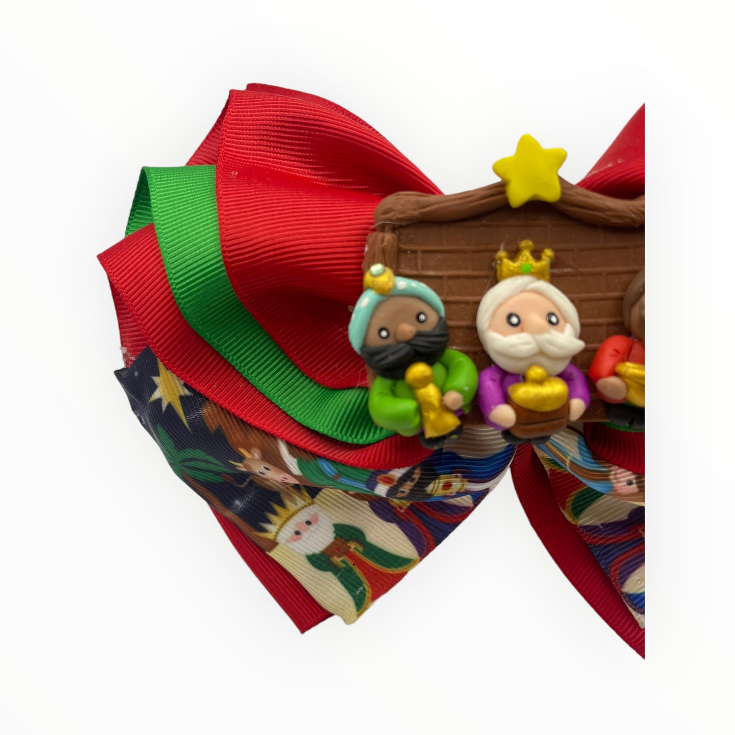 Christmas hair bow with lights  Bow of three kings   Christmas hair bow