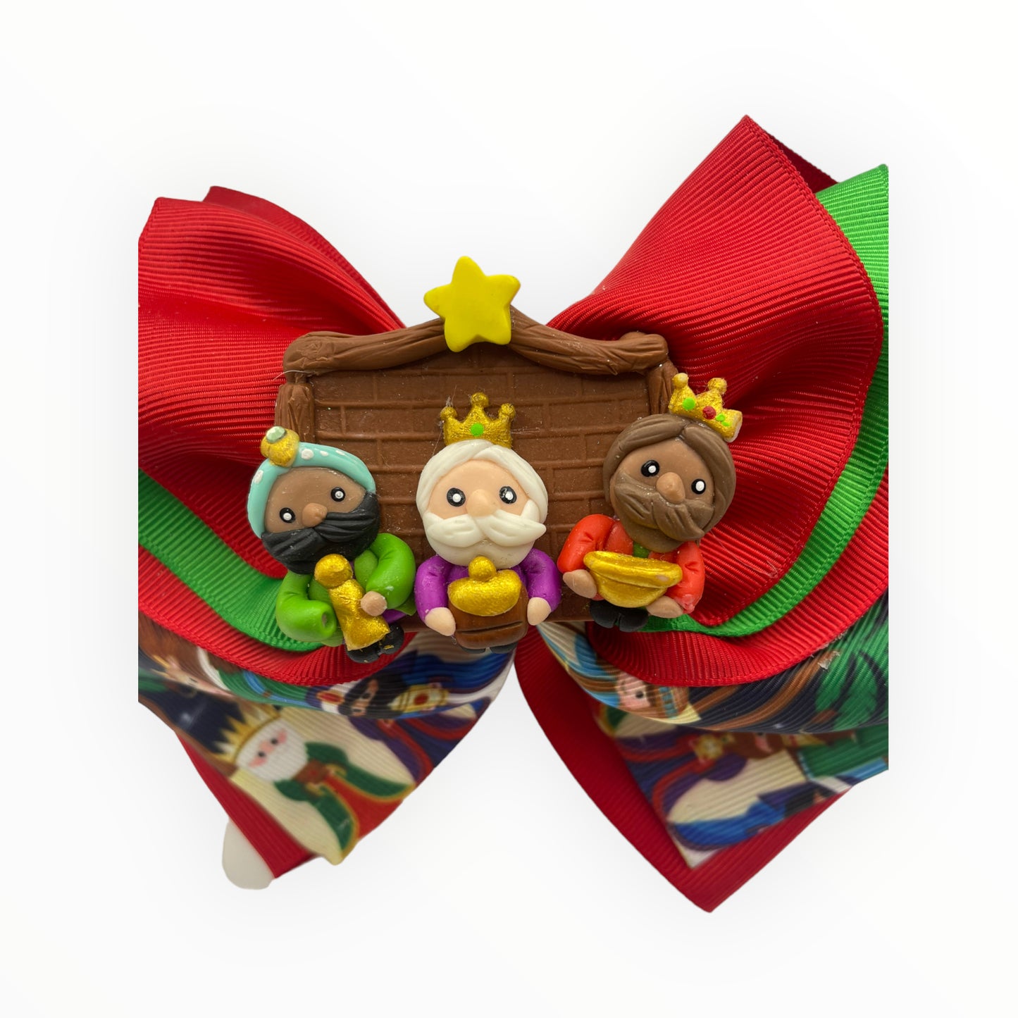 Christmas hair bow with lights  Bow of three kings   Christmas hair bow