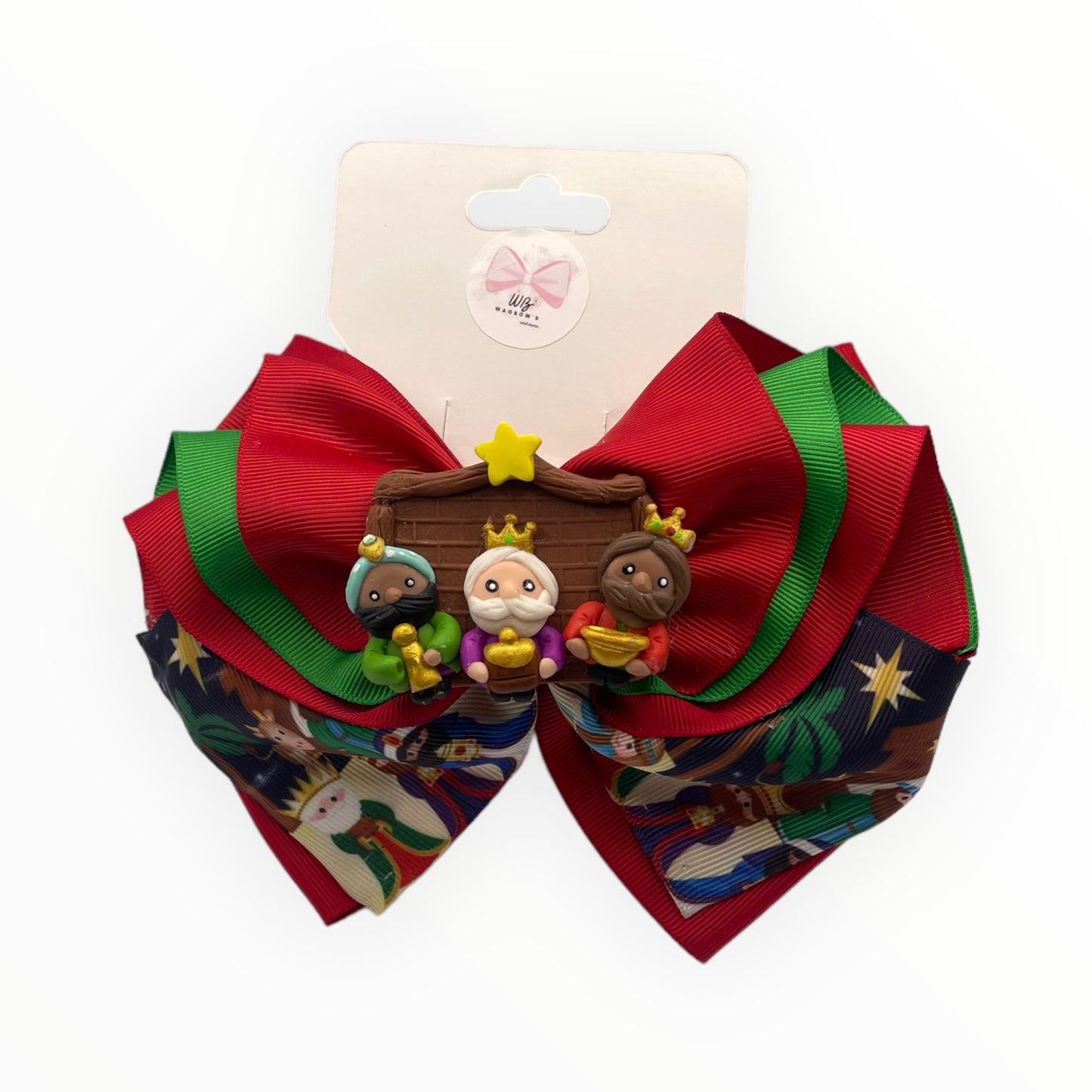 Christmas hair bow with lights  Bow of three kings   Christmas hair bow