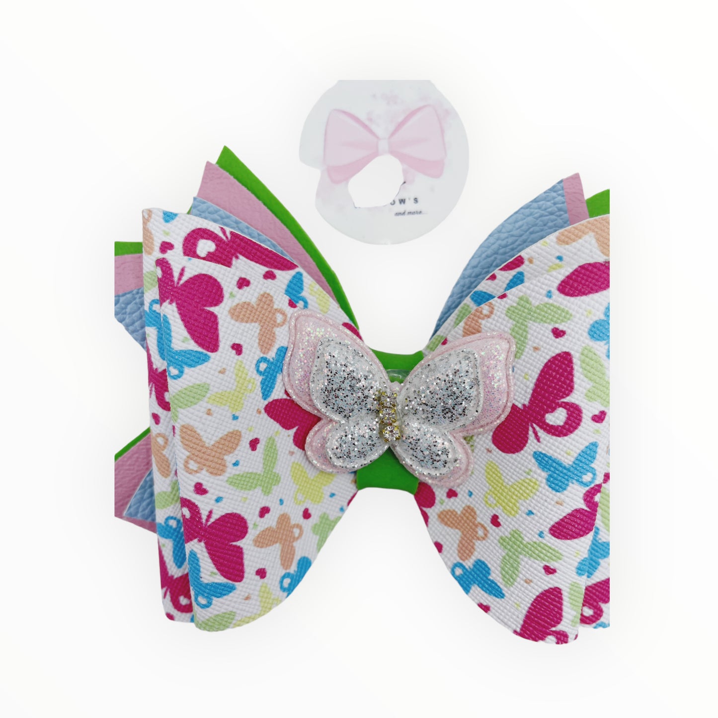 Butterfly vinyl hair bow  Girl hair bow  Vinyl bows for Infants Toddlers Teens