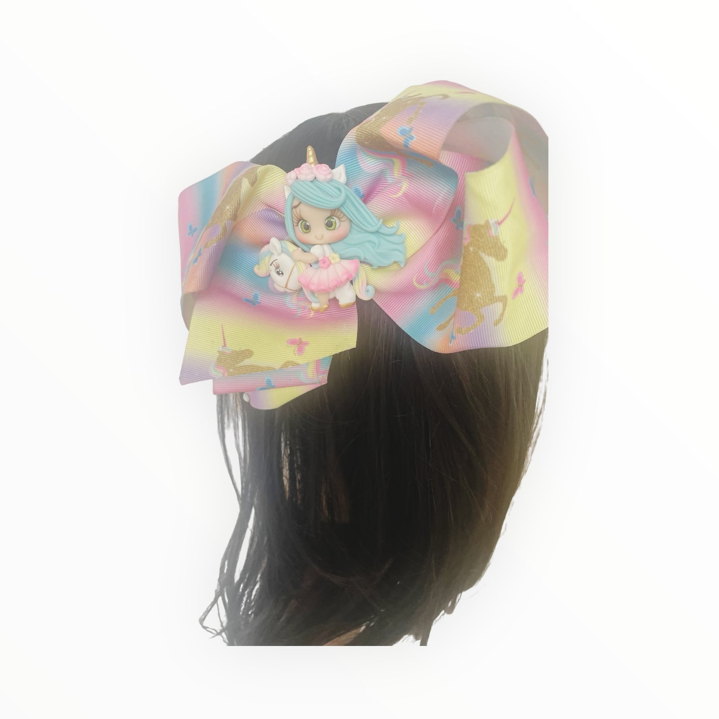 Girl hair bow  Hair accessories Hair clip  Hair bow with clay doll