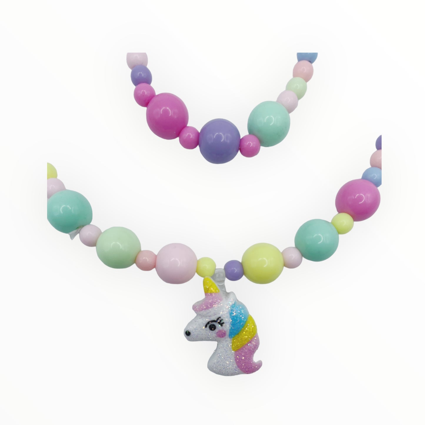 2 PCS SET UNICORN NECKLACE AND BRACELET GIRLS NECKLACE AND BRACELET SET  COLORFUL NECKLACE AND BRACELET SET