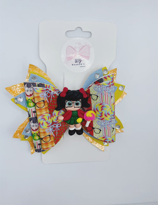Vinyl hair bow  Girl hair bow  Chilindrina vinyl hair bow  Vinyl bow clip for Infants Toddlers Teens