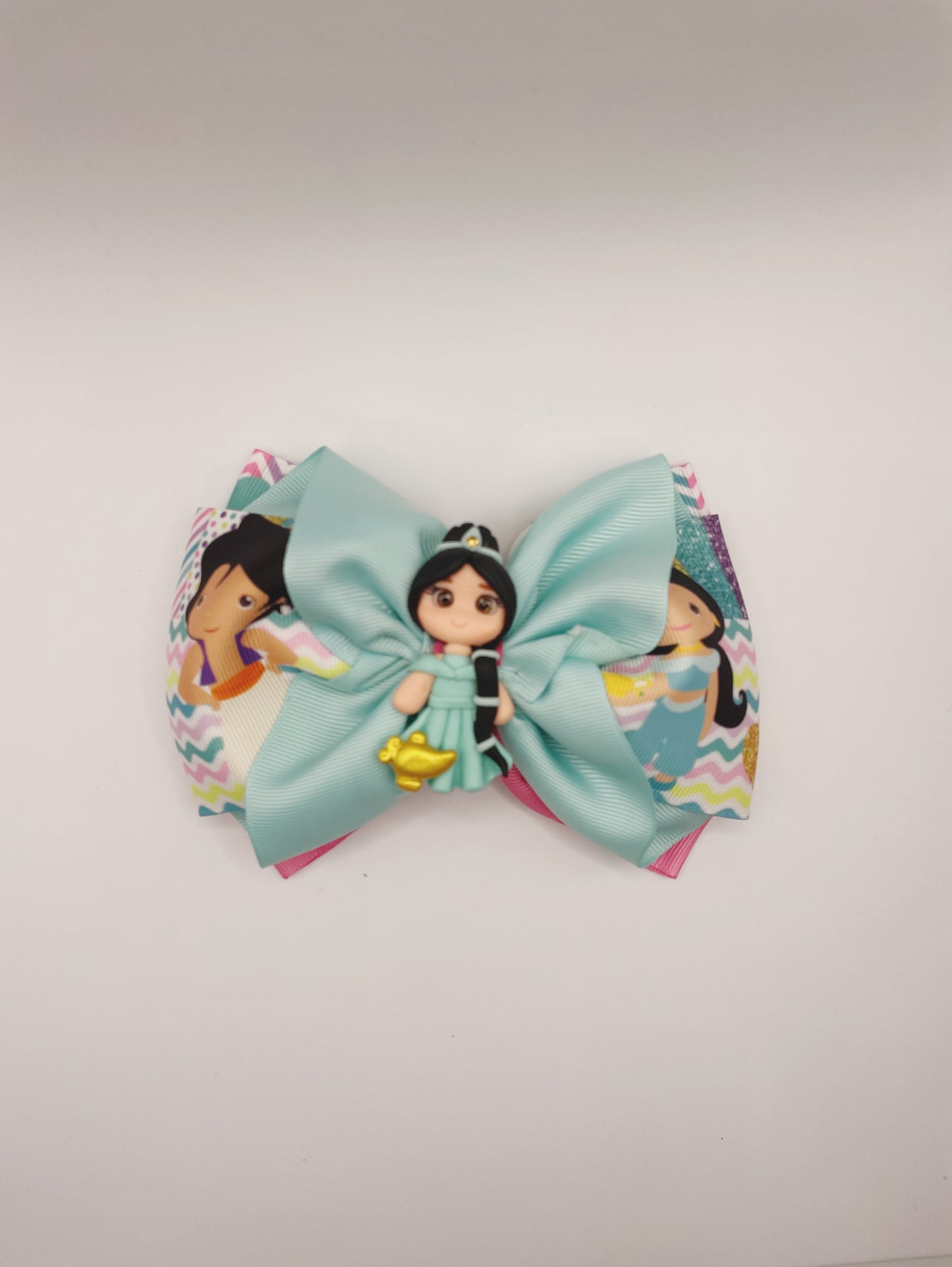 Princess Girl Hair Bow 5” Hair Bows for Girls Alligator Clips Grossgrain Ribbons Bows Jazmine Girl Hair Bow Bows Clips for Infants Toddlers Kids Teens